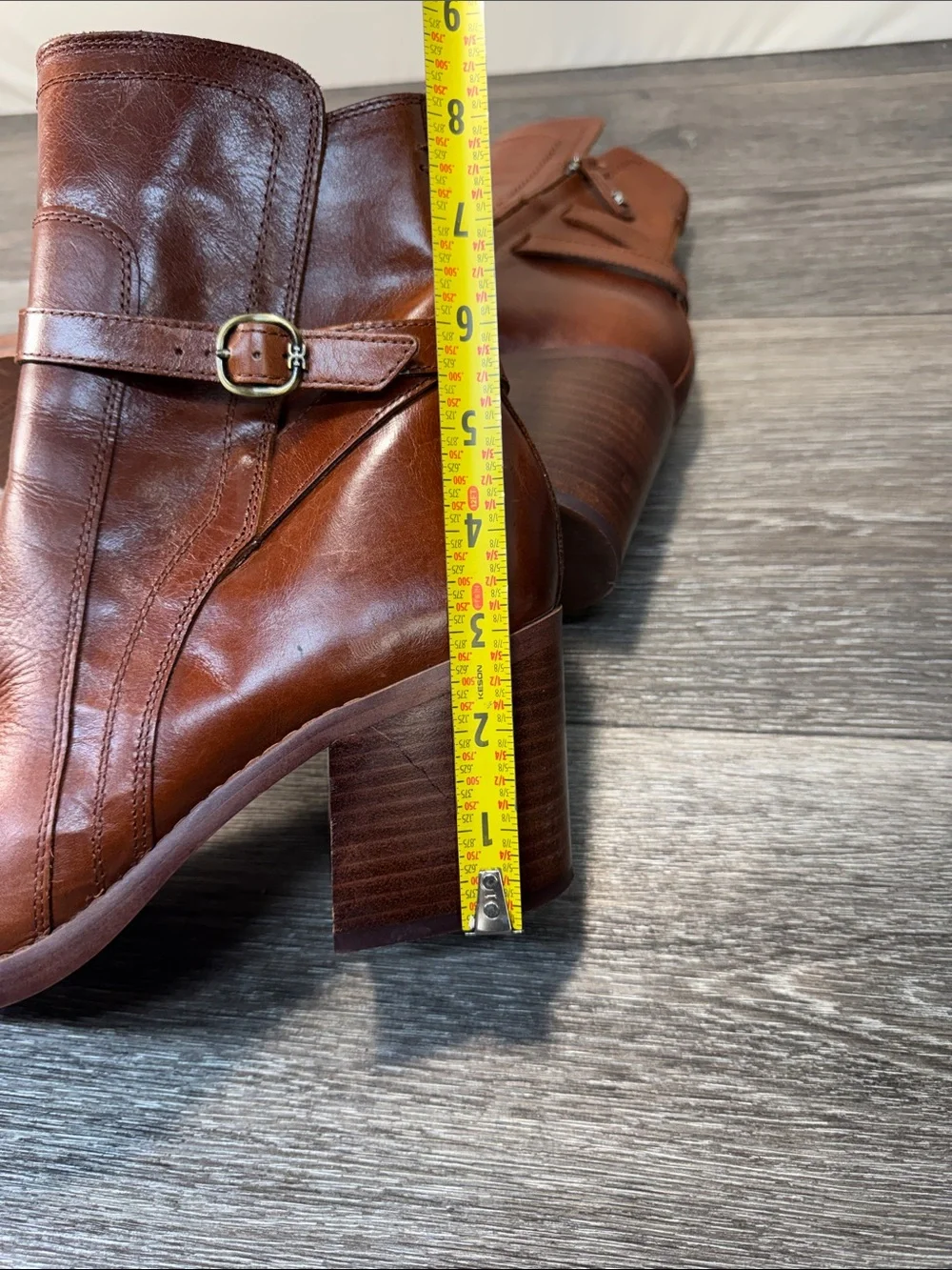 Sam Edelman Cognac Leather Ankle Booties with Stacked Heel woman’s SZ 10 (h61)